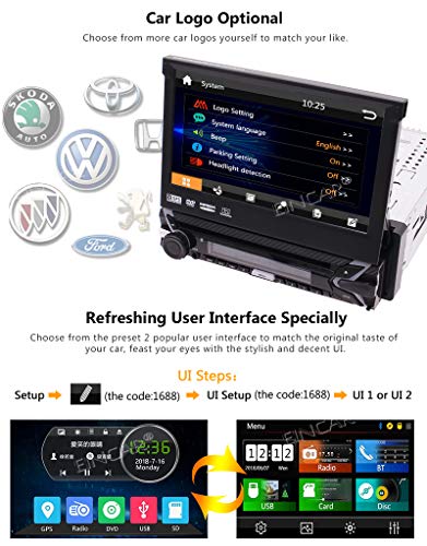 1Din Car Stereo GPS Navigation Automotive Parts Bluetooth Single 1 Din Radio Autoradio GPS in Dash Head Unit with 8GB SD Map Card 7 Inch Capacitive Touchscreen Auto CD DVD Player with Backup Camera - Thumbnail 6