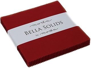 Bella Solids Country Red Moda Charm Pack by Moda Fabrics; 42-5" Quilt Squares