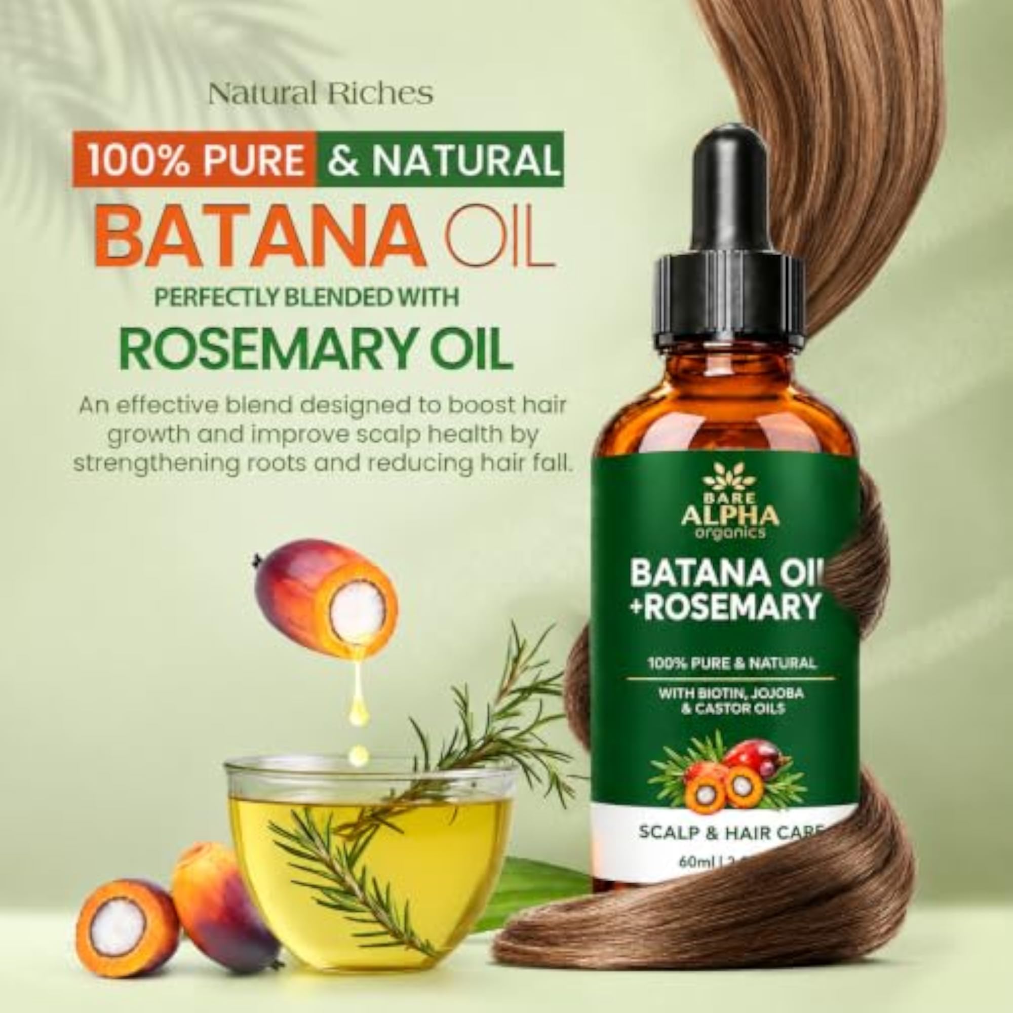 100% Pure Batana Oil for Hair Growth, 200ml