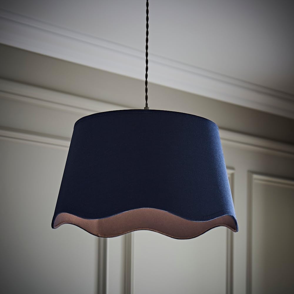 Valuelights Mabel Large Navy Scallop Edge Linen Lamp Shade And Bulb (D)45Cm from B&Q
