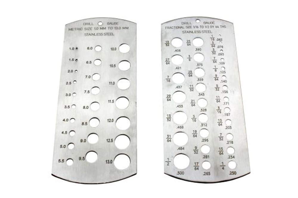 Us Pro 2Pc Drill Bit Gauge Size Checker Metric, Sae Imperial, Hole Sizer Set