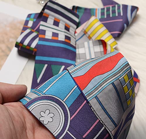 JERLA 100% Mulberry Silk Scarf, Head Hair Ribbon, Bag Scarf, Multicolor, 34.7" x 1.97" (88cm x 5cm), Women, Females, Fashion Scarves3