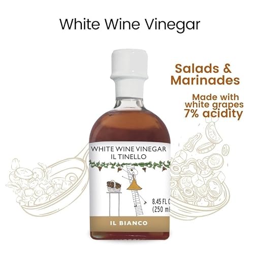 IL TINELLO White Wine Vinegar – Aceto di Vino Bianco, 250ml (8.45 fl oz) – Italian White Grape Vinegar, 7% Acidity, Perfect for Salads & Marinades, Product of Italy - Thumbnail 3