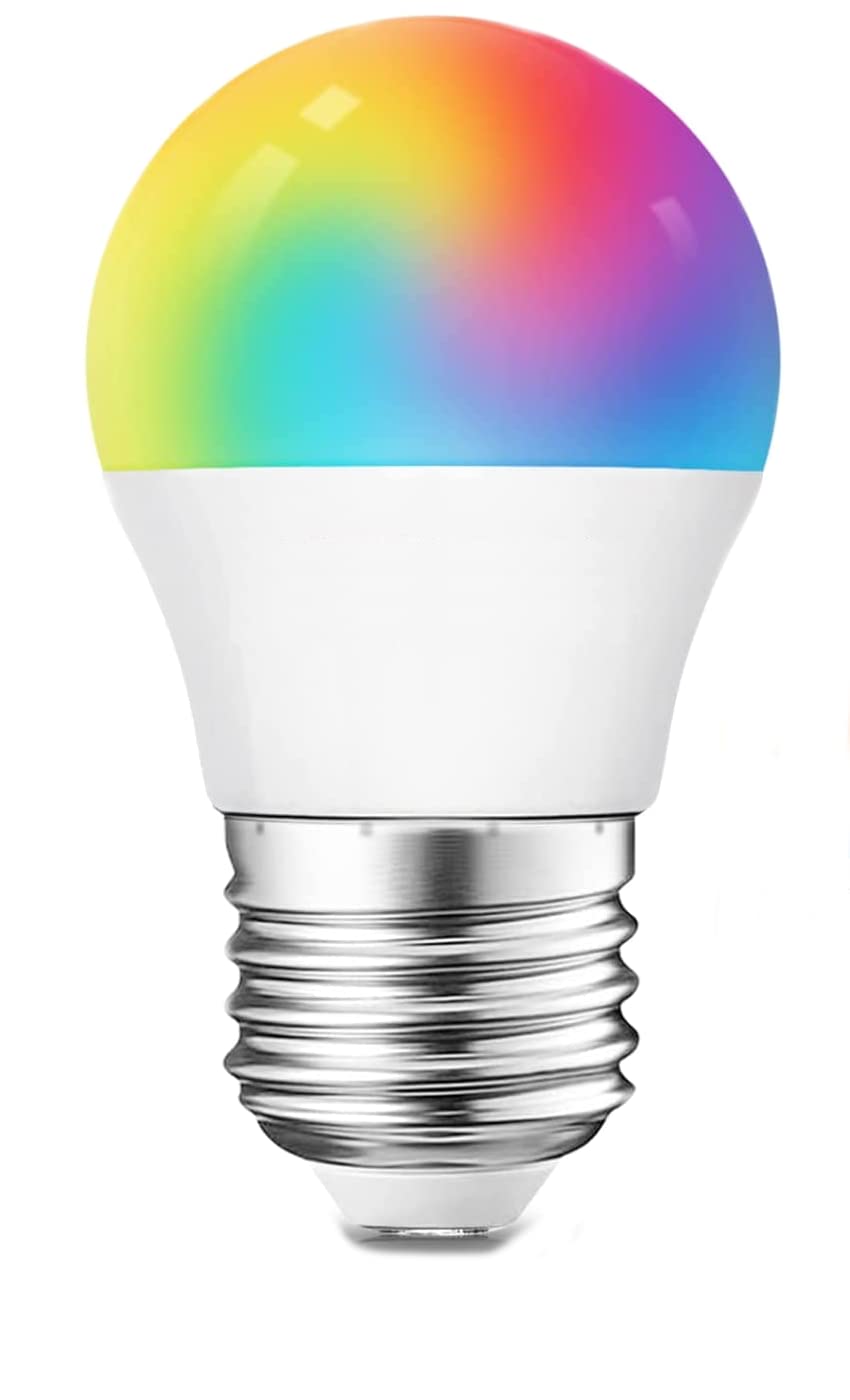 Domos - Bombilla Wifi Inteligente LED Mini Luz de Colores de 5.5W | Bombilla E27 Regulable y Programable Smart Home | Compatible con Alexa y Google Assistant | Cambio de Color RGB e Intensidad