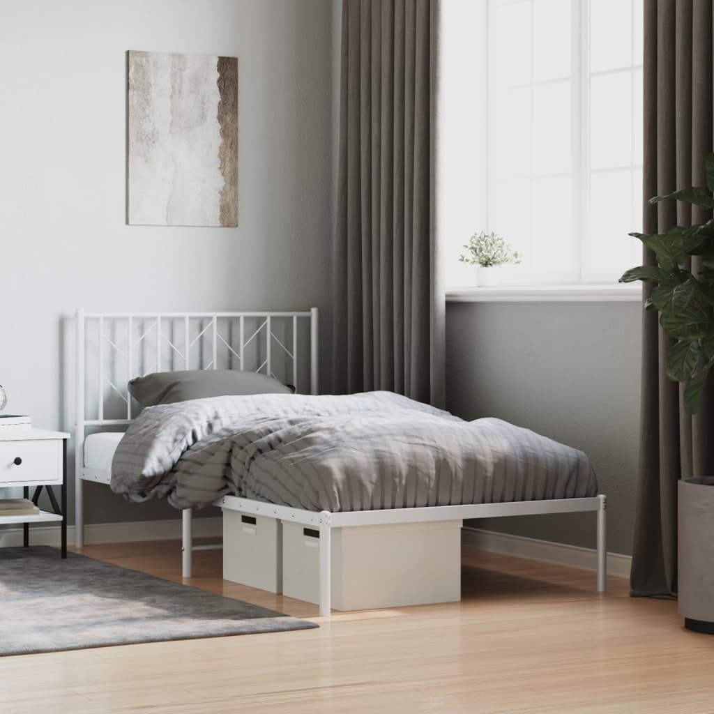 Cadre De Lit Adulte Avec Sommier à Lattes VidaXL - Métal, Design Moderne Et Sobre