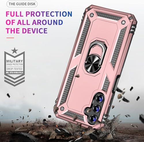 Image of for Samsung Galaxy S24 FE Case with Screen Protector, Military Grade Rugged Shockproof Galaxy S24 FE 5G Heavy Duty Protective Cover for Samsung S24 FE Magnetic Ring Kickstand Phone Case (Pink)