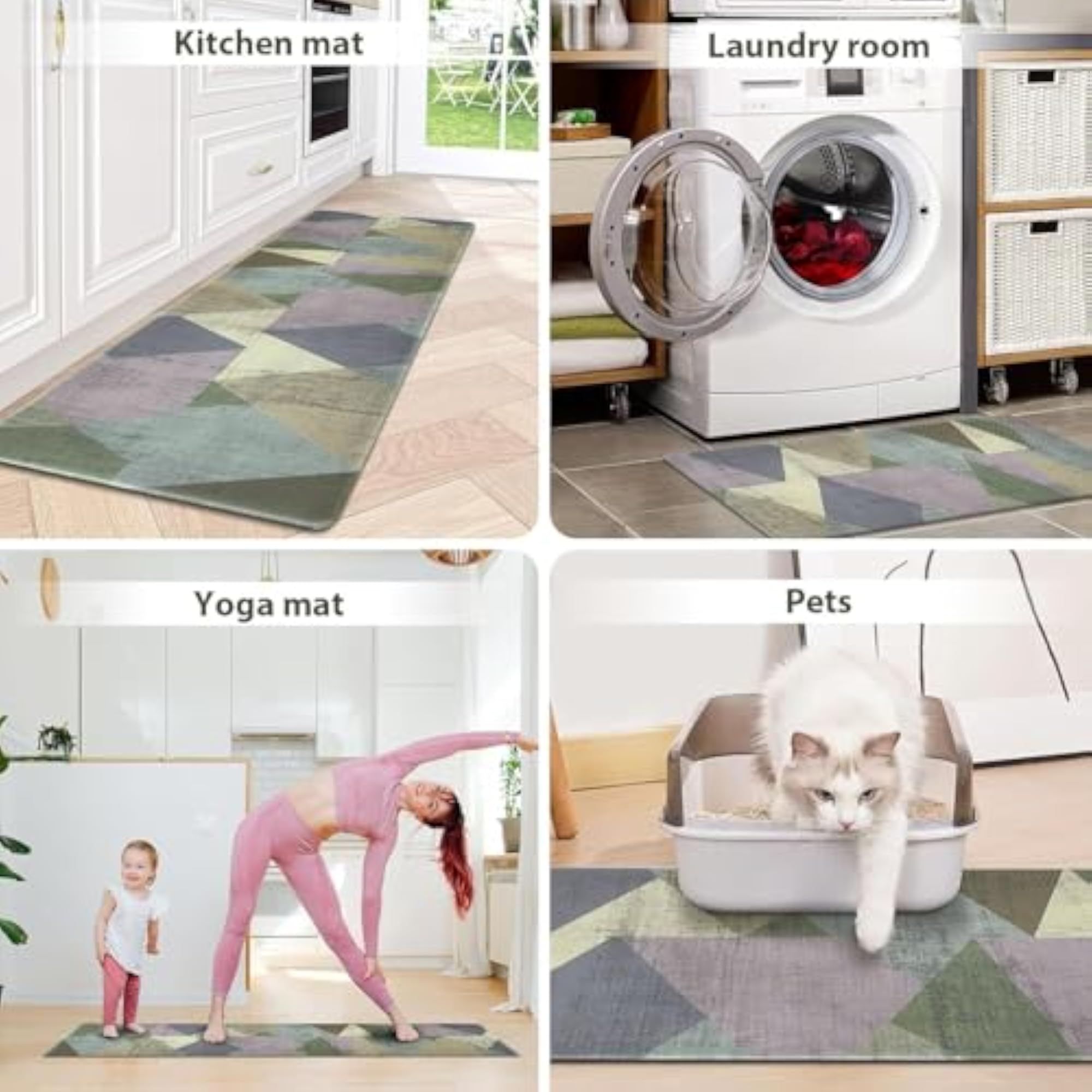 Cushioned Anti-Fatigue Kitchen Rug Set, Heavy Duty PVC