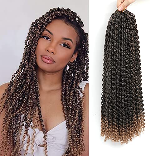 Passion Twist Hair 18 Inch Passion Twist Crochet Hair Water Wave Crochet Hair Long Bohemian Hair Synthetic Braids Braiding Hair (T1B/27)