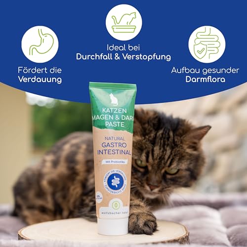 Natürliche Magen-Darm Paste für Katzen - Katzensnack mit Probiotika und Ulmenrinde - Unterstützt Verdauung und Darmflora, Gastro Intestinal Paste