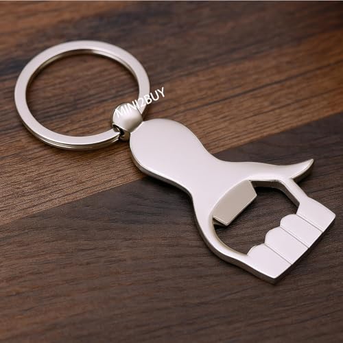 Image of Stainless Steel Bottle Opener Keychain Key Ring Multifunctional Ideal for a Special Occasion Metal Key Chain Metal Key Ring Gift for Beer Lovers (Non-Customized)