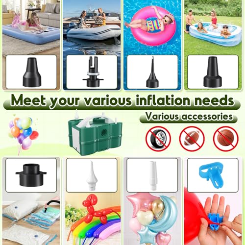 Image of 3-in-1 Electric Balloon Pump, Portable Air Pump for Latex 260q Foil Balloons, Dual Nozzle Balloon Blower Machine for Party Decoration, 110V AC Inflator Deflator for Inflatables Pool Floats Mattress