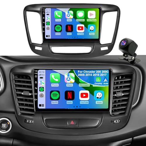 Upgrade Car Radio for Chrysler 200 200C 200S 2015 2016 2017 Android 13 System Chrysler 200C Stereo Wireless CarPlay & Android Auto 9 Inch ISP TouchScreen Bluetooth 5G WiFi GPS Navigation 4Core 64G