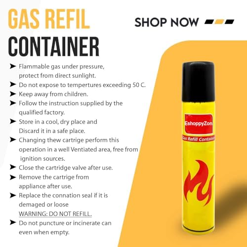 Image of EshoopyZon Gas Refill for Lighter | Aluminum Gas Lighter Refill Can,100 ML | Butane Gas Canister for Refillable Lighters | Gas Can Use for All Type of Refillable Lighters