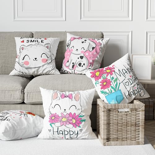 Image of SCPmarts Printed Cushion Cover Home Decorative Pillow for Sofa Soft Solid Square Throw Pillow Cushion Covers Satin Cushion Covers Set of 5 Size 16 x 16 Inch (Design 37)