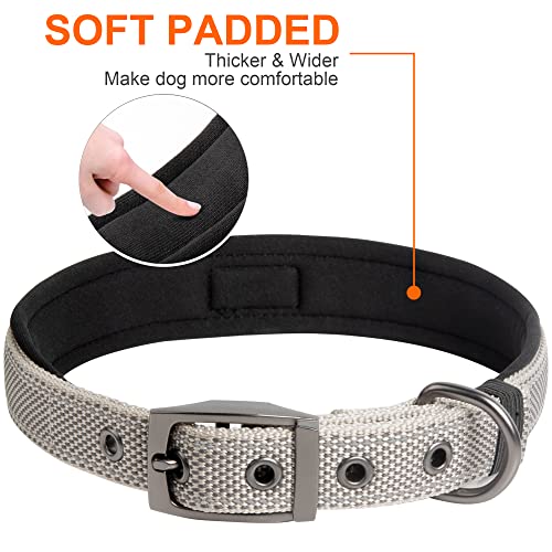 Fida Padded Collar with Metal Buckle, Double-Layer Webbing, Heavy Duty for Small Dogs Grey, Small (28cm-37cm) - Image 4