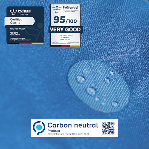 aZengear Repair Patches for Jackets, Tent, Shoe Toe, Air Mattress, Inflatables, PVC Gear - Waterproof, Self-Adhesive, Tear-Cold-Heat-Resistant, Down Puffer Coat (11 Pcs, Sky Blue)
