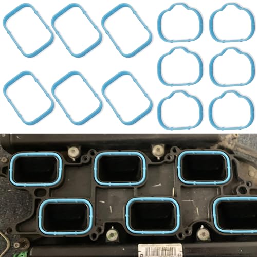 Image of Intake Manifold Gaskets Upper & Lower Gasket Set MS97204 Replacement Compatible with 2011-2019 Cherokee Chrysler 300 Dodge Challenger Charger Durango 3.2L 3.6L 184562A 5184331AC #MS97205 (12pcs)