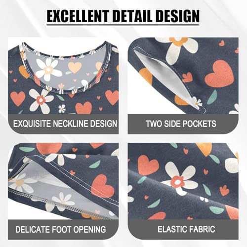 ALAZA Daisy Flowers Hearts Pajama Set Short Sleeve Sleepwear Soft Lounge Nightwear4