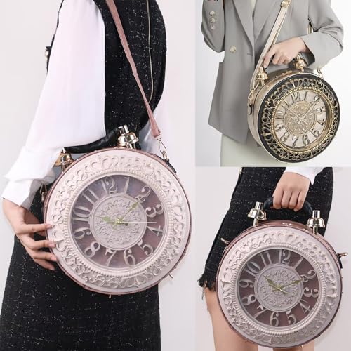 Image of Women PVC Clock Shaped Handbag Crossbody Shoulder Bag Clock Purse