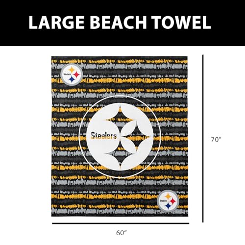 Image of Northwest NFL Pittsburgh Steelers Oversized Microfiber Beach Towel, 60 x 70 Inches - Quick Dry, Sand Resistant, Lightweight, Highly Absorbent, Shibori Design