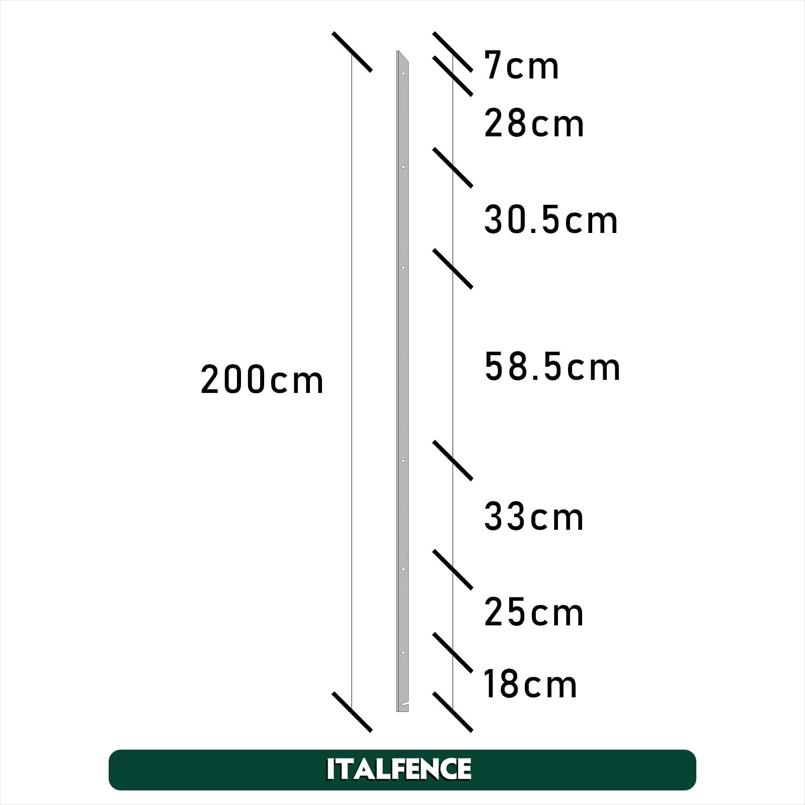 Poste T H200cm 30x30x3mm en hierro galvanizado para cercado [10 piezas]