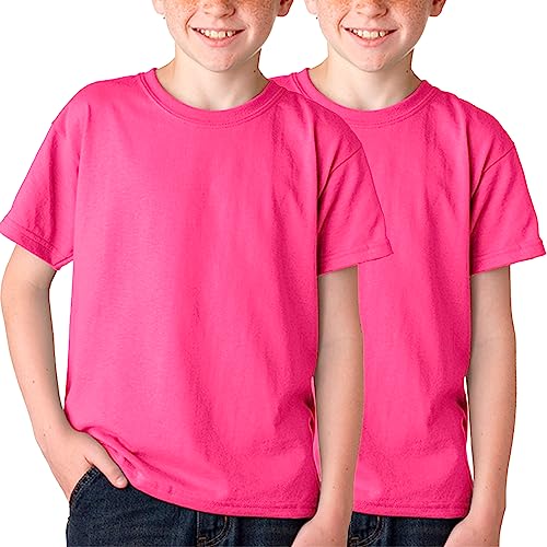 BOD HOME, Pack 1 o 2 Camisetas de Niño/Unisex Manga Corta 100% Algodón, Camiseta Infantil Básica Cuello Redondo para Niños, Variedad de Colores Lisos, Suave, Cómoda, Versátil, Tallas de 5 a 14 años