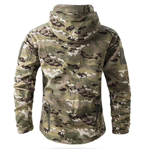 Generisch Herren Mantel Knie-Lange Camouflage Winterjacke XXL Wasserdicht Anorak Jagdbekleidung Tactical Flecktarn Jacke