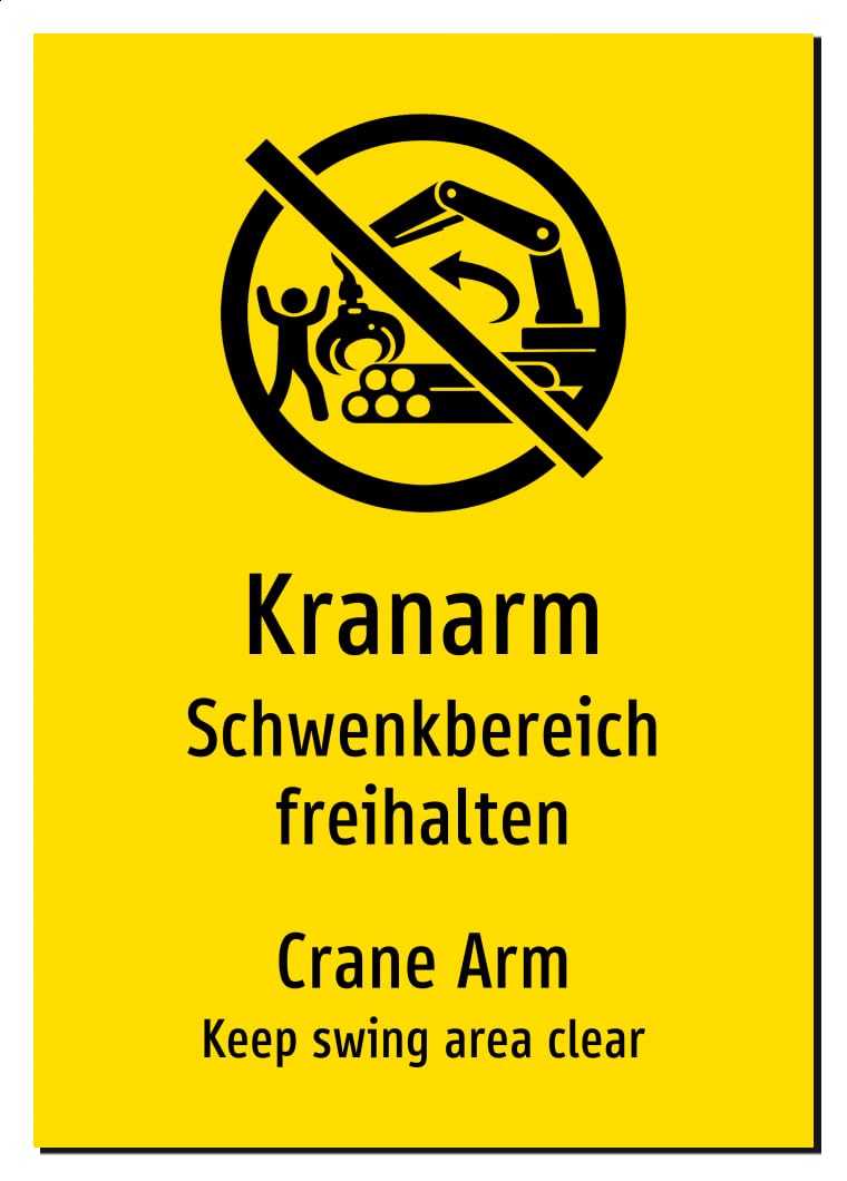 56137-DEEN-S-13 | Kranarm/Crane Arm Schild zweisprachig Deutsch Englisch