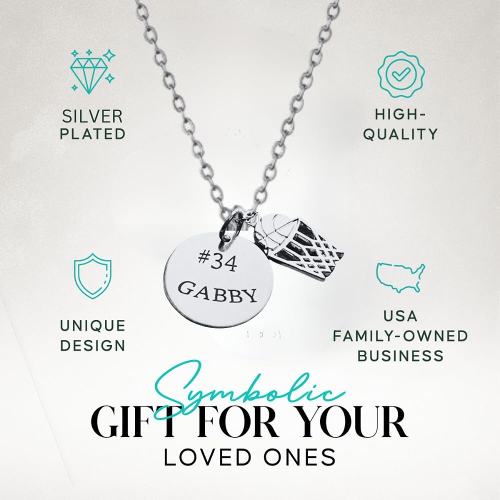 Personalized Basketball Necklace with Name and Jersey Number Custom Engraved Pendant Gift for Basketball Players Teams Coaches Fans. - Image 2