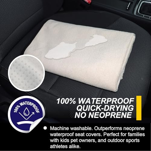 Image of Back Seat Cover for Car Trucks Van SUV Jeep,Waterproof Rear Bench Towel Seat Covers for Dogs and Kids,Automotive Backseat Protector (Off-White)
