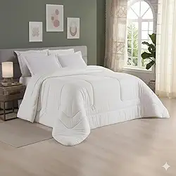 Edredom Dupla Face Liso Micropercal 400 Fios - Super Macio - Alta Durabilidade (Branco, Solteiro)