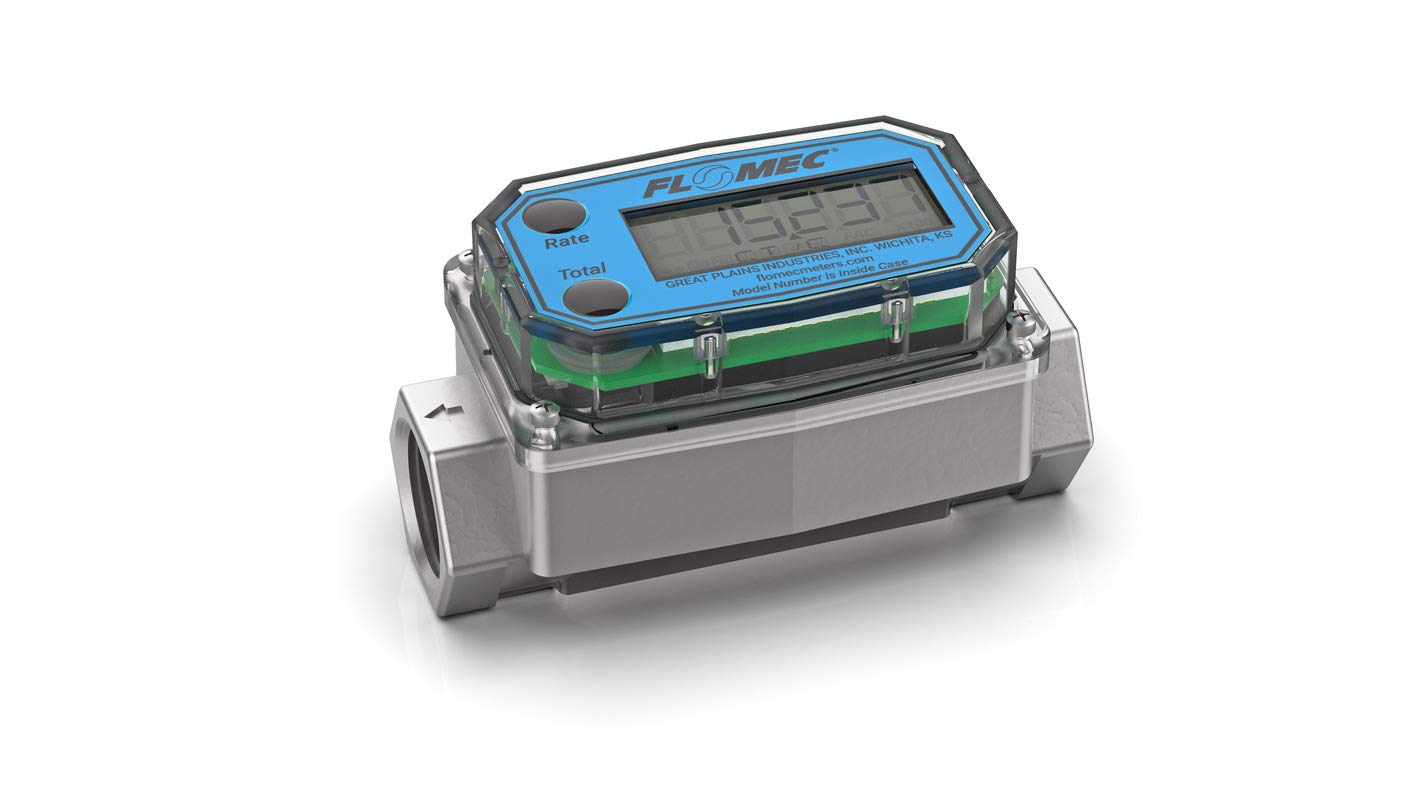 FLOMEC - G2 Series Turbine Flow Meter for Petro Chem, Fuel, Water, and Solvents, Stainless Steel Body, 3/4 Inch Female NPT Fittings (G2S07NQ9GMA)