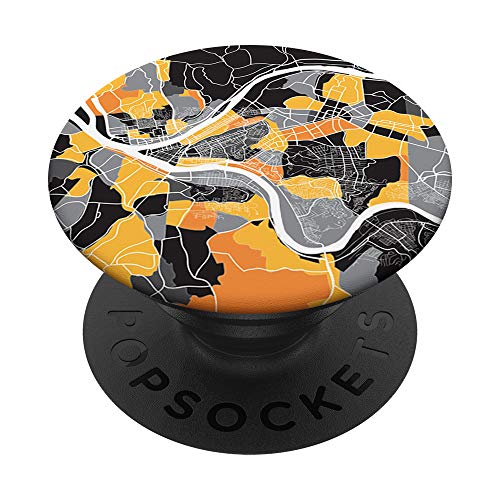 Pittsburgh City Black and Gold Neighborhood Map PopSockets PopGrip: Swappable Grip for Phones & Tablets