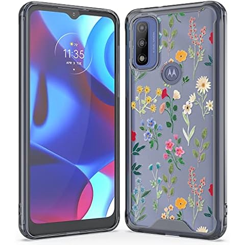 WZOKA for Motorola Moto g Pure Case, Moto g Pure Case Cover, Moto g Power (2022) Case, Shockproof Aniti-Scratch Acrylic Material with Beautiful Floral Pattern (Black) Cover