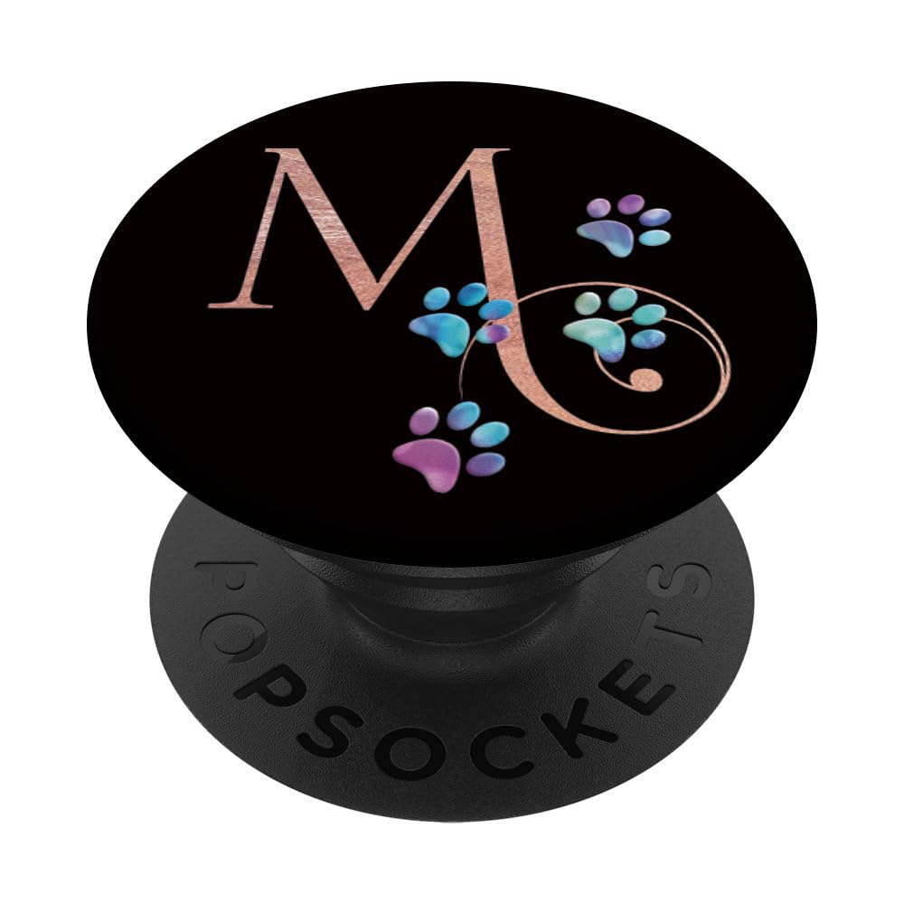 PopSockets Letter E Rose Pink, White Cat, Dog Paw Monogram, Initial E PopSockets PopGrip: Swappable Grip For Phones & Tablets - View #5
