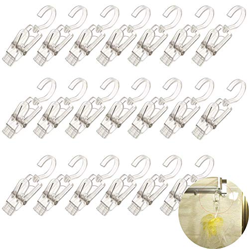 Vinbee 20 Pcs Super Strong Plastic Home Travel Swivel Hanging Laundry Hooks Clip - 4.3 Inches (Clear) #TOP18