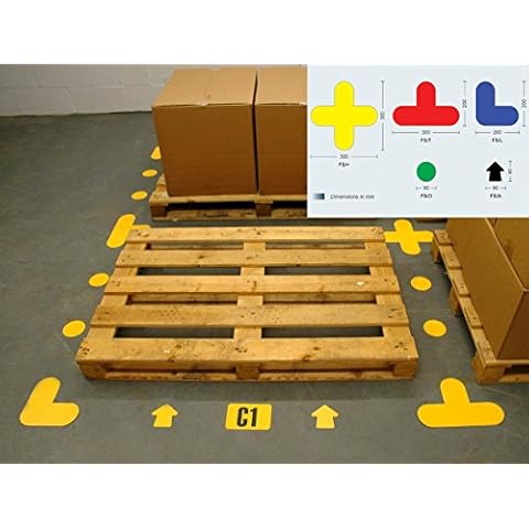 Easy to Apply Floor Signal Marker "L", Slip Resistant & Self-Adhesive Marking with Tough PVC, Best for Marking Floor Area, 200mm high x 200mm wide, Pack of 10 (YELLOW) Cover