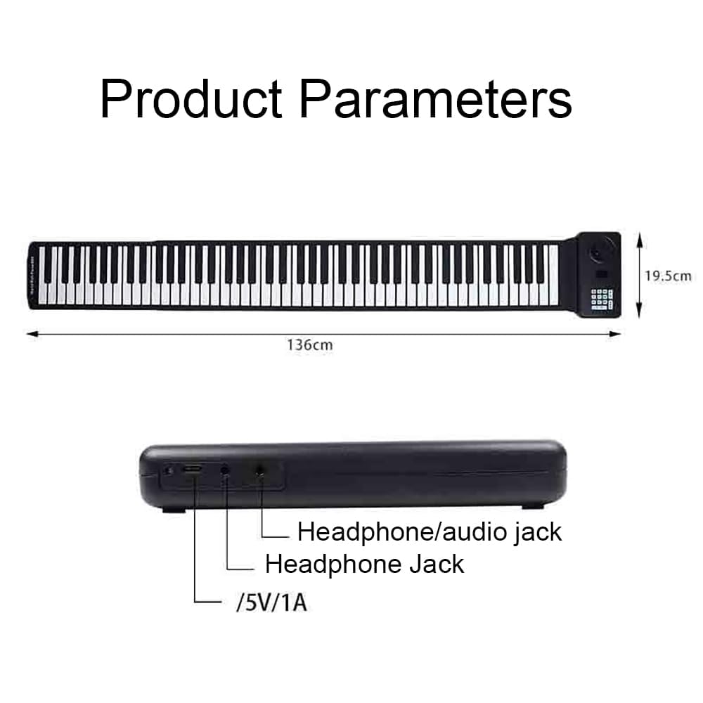 Keyboard Piano,Scroll Piano Tastatur,Tragbares Elektronisches Klavier Mit 88 Tasten,Wasserdicht Und Staubdicht,Ultra-Lange Batterielebensdauer,Geeignet Für Kinder Erwachsene Anfänger Geschenk