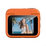 4K-Action-Kamera mit Flip-Bildschirm, 360 Grad für Panorama-HD-Sportkamera zum Radfahren, Vlogging, Tauchen, Brusthalterung, Typ-C-wiederaufladbarer Rekorder (Orange)