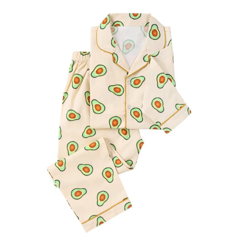 Image of Girls Premium Cotton Full Sleeves Printed Nightsuit Set | Collar Style Night Dress for Girls | Soft & Breathable Pajama Set | Trendy Kids Sleepwear & Nightwear