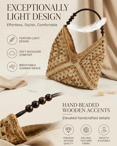 Bolso tejido artesanal de paja para mujer miniatura 5