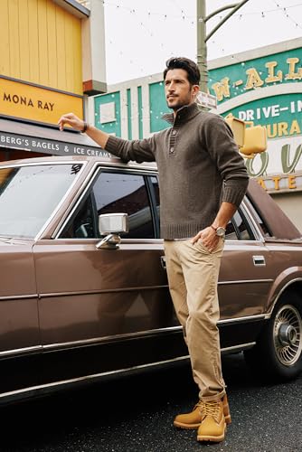 PJ PAUL JONES Mens Pullover Sweaters Quarter Button Sweater Stand Collar Knit Pullovers3