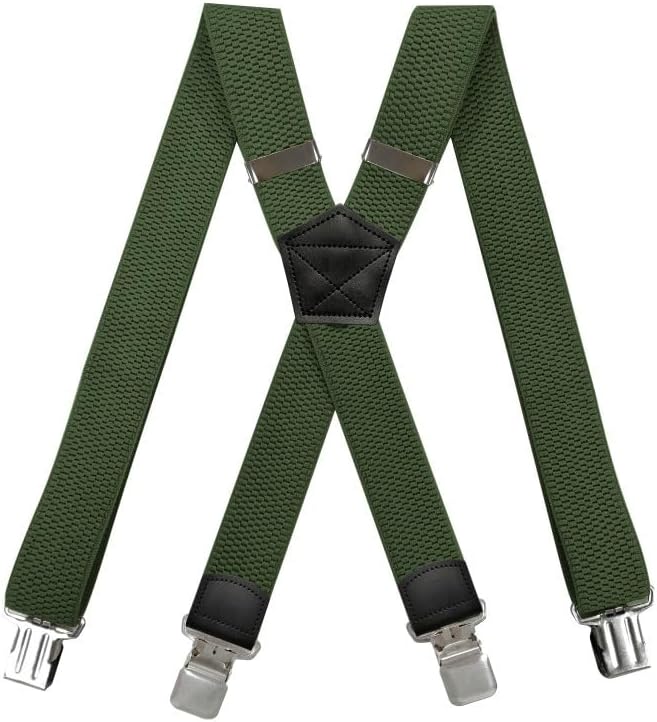 Men 4 Clip Polyester Shoulder Strap Type X Suspenders Elastic Force Sling Belt
