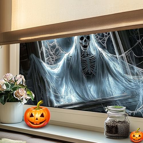Calcomanía de ventana Halloween espectro esqueleto 39.3x17.7 pulg miniatura 6