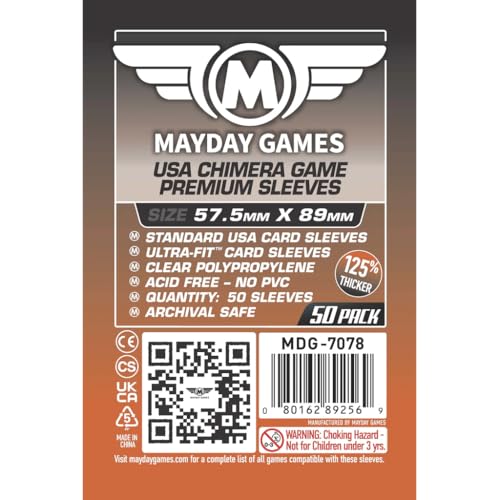 Mayday Games Premium Chimera Card Sleeves 57.5x89mm - Clear Polypropylene 90 Micron 50 Pack Board Game Card Protectors MDG-7078