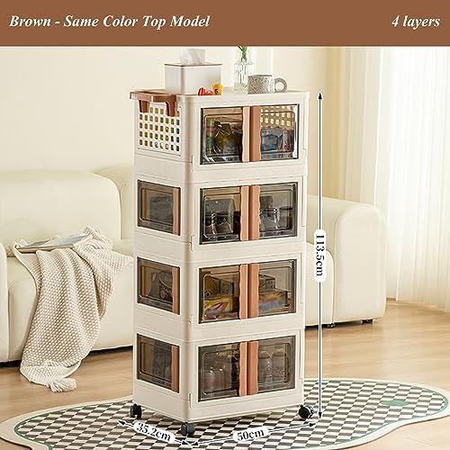 Rolling Bathroom Cart - Mobile Storage Organizer for Living Room, Kitchen, Bedroom & Entryway - Folding Trolley with Doors for Easy Access & Versatile Use