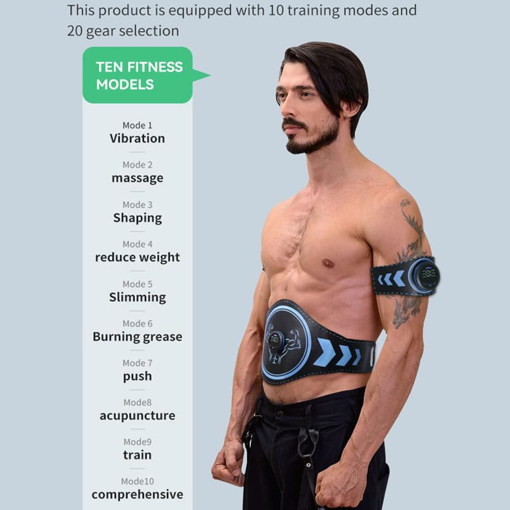 10Trybów 20Intensywności Trener Abs Ems Elektryczny Stymulator Mięśni Usb Akumulator Przenośny Pas Tonujący Abs Z Wyświetlaczem Led Dla Mężczyzn I Kobiet,Belt with arm band