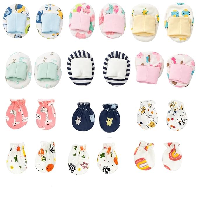 nestlooms Baby Premium Cotton Hosiery Booties for Newborn Boys & Girls, Breathable & Skin-Friendly, Slip-On Cozy Baby Footwear for toddlers,Unisex Infant Booties set, 0–6 Months-picture-21