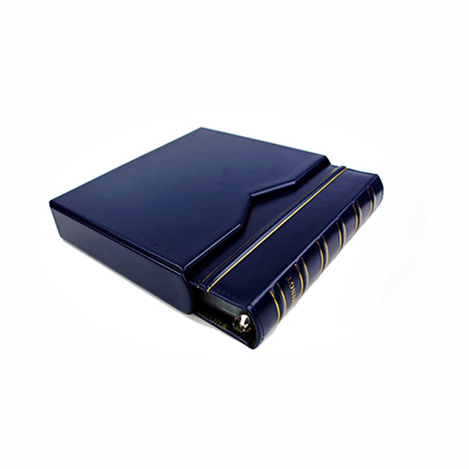 MUDOR Premium PU Classic Binder with Slipcase Storage Case , 4 Ring Binder Albums Stockbook for Stamps, Documents, Coins, Bank Notes,Without Inner Pages(Blue)