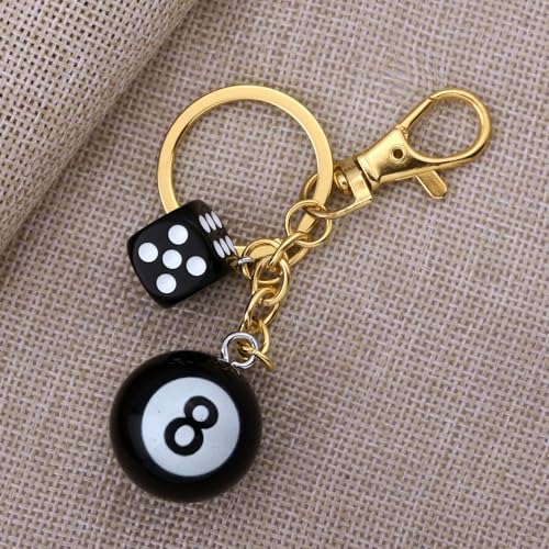 Image of 8 Ball Dice Charm Keychain - Cute Bag Purse Handbag Accessories - Y2K Aesthetic Key Chain for Women Men